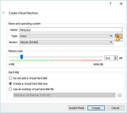 Choose values and click on 'Create'