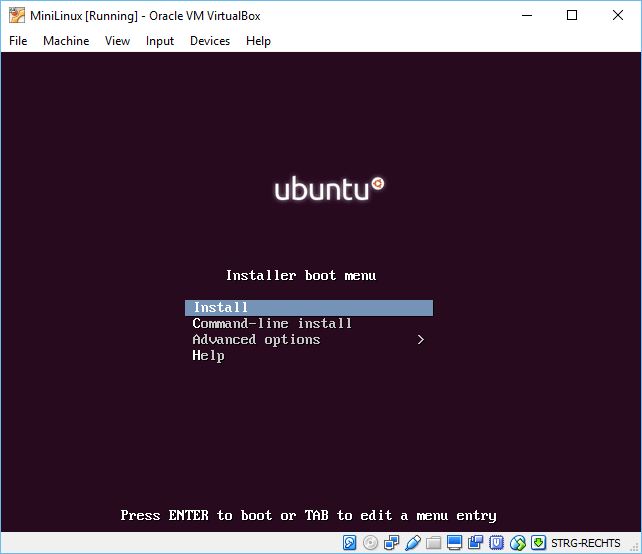 When you reboot the VM after the installation you will be greeted with this screen
