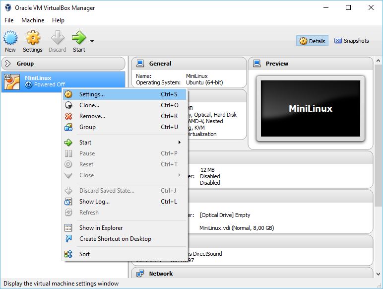Right click the VM and choose 'Settings'