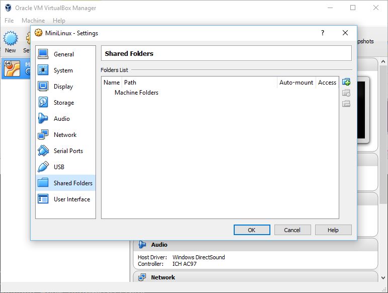 Switch to the 'Shared Folders' tab