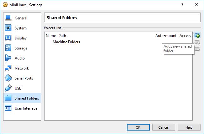 Click on the icon with the + symbol (top right corner) to add a new shared folder